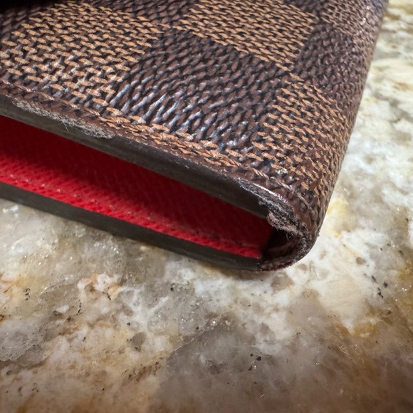 ♥️ Authentic Louis Vuitton Damier Ebene Emilie Wallet Red - Picture 4 of 16